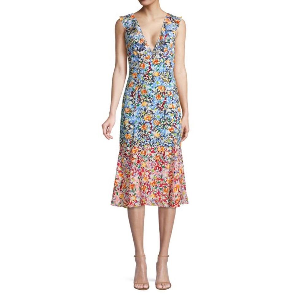 Saloni Holly Floral Silk Dress size 6